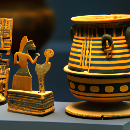 An intricate display of ancient artifacts at the Rockefeller Archaeological Museum.