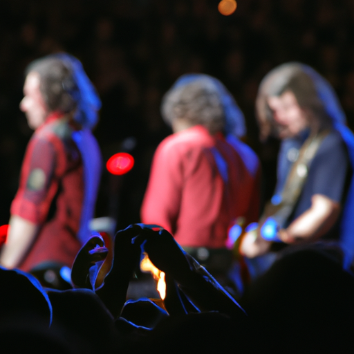 תמונה של להקה ידועה בהופעה על הבמה עם קהל מרותק